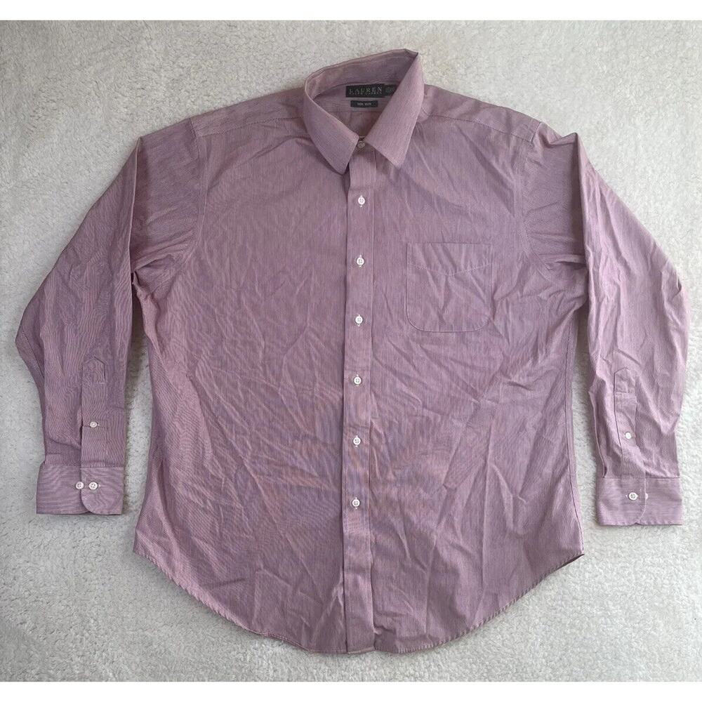 Lauren Ralph Lauren Shirt Mens 16.5 34/35 Pink Button Up Non Iron READ DESC